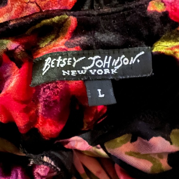 🚫SOLD🚫 Vintage Betsey Johnson Velvet Floral Backless Midi Dress - Picture 5 of 6